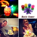 Bougie itude électronique plate rotative double fleur fleurs gâteau d'anniversaire