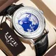 LIGE-Montre-bracelet Blue Planet pour homme montre-bracelet à quartz montre de sport en cuir