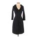 The Limited Casual Dress - A-Line V Neck 3/4 sleeves: Black Solid Dresses - New - Women's Size X-Small