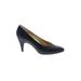 Bruno Magli Heels: Slip On Stilleto Work Black Print Shoes - Women's Size 5 1/2 - Almond Toe