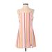 Minkpink Casual Dress - A-Line Square Sleeveless: Orange Stripes Dresses - Women's Size Small