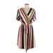 Robert Louis Casual Dress - Wrap: Pink Stripes Dresses - Women's Size Large