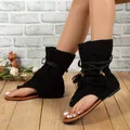 Stivali estivi da donna Open Toe sandali con Design a nappa piatta 2023 moda sandalo romano scarpe