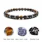 Bracciale da uomo di moda in pietra naturale 6mm Lava Rock Occhi di tigre Bracciale con perline Accessori per il tempo libero Regalo per lui Pulsera Homme Joias