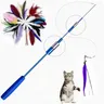 Interattivo Cat Feather Toy Feather Teaser Stick bacchetta Pet retrattile Feather Bell Refill