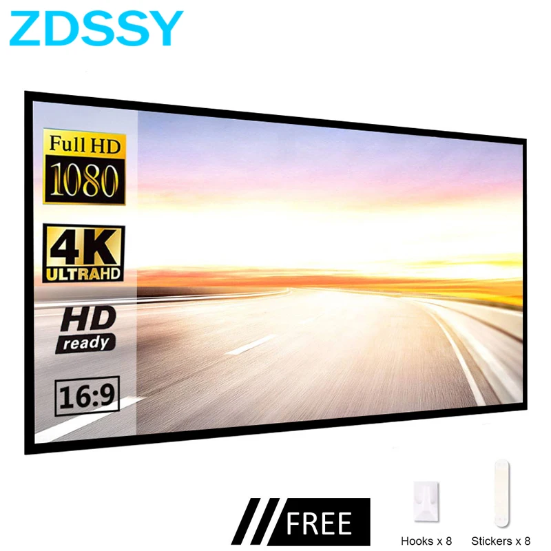 ZDSSY Projektor-Leinwand, 100 Zoll, 120 Zoll, 150 cm, tragbar, faltbar, für Heimkino, Outdoor, Innenbereich, doppelseitige Projektor-Leinwand Image