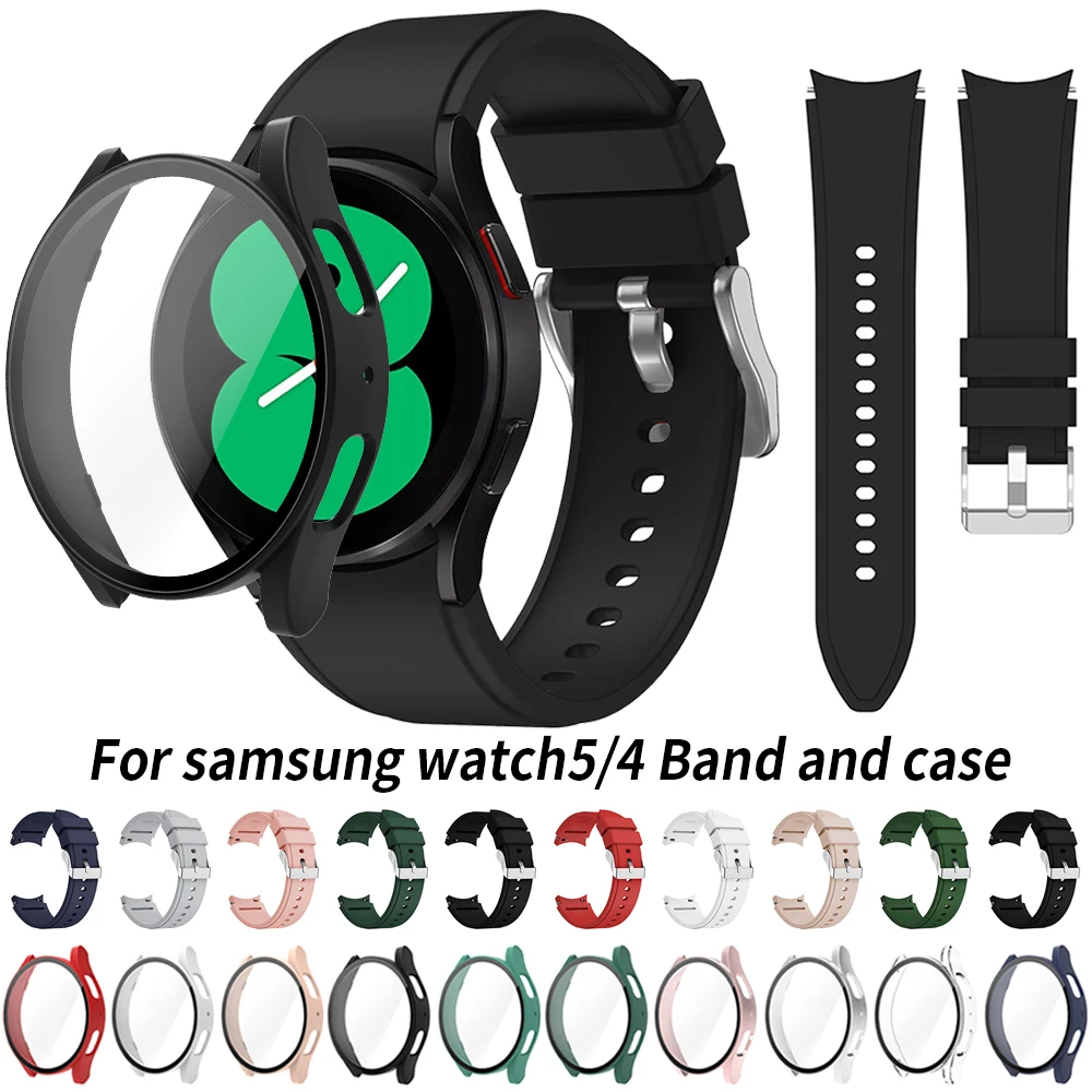 Gehäuse+Band für Samsung Galaxy Watch 4/5/6 40mm 44mm Silikonarmband Bildschirmschutz Abdeckung für Samsung Watch 4 40mm 44mm 20mm Band Image