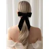 Lystrfac Vintage strass velluto fiocco per capelli neri per le donne tornante semplice moda Top Clip