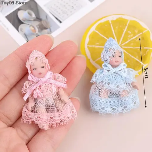 1PC 1:12 Puppenhaus Miniatur Nette Baby Puppe Menschen Modell Körper Gelenke Bewegliche Puppe Für