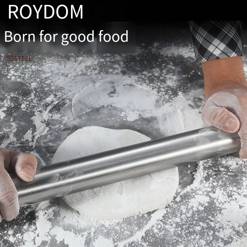 40 cm, 304 Edelstahl, französischer Nudelholz aus Metall für Bäcker, Kekse und Gebäck, Teig und Teig, Backgeschirr, Roller, spülmaschinenfest Image