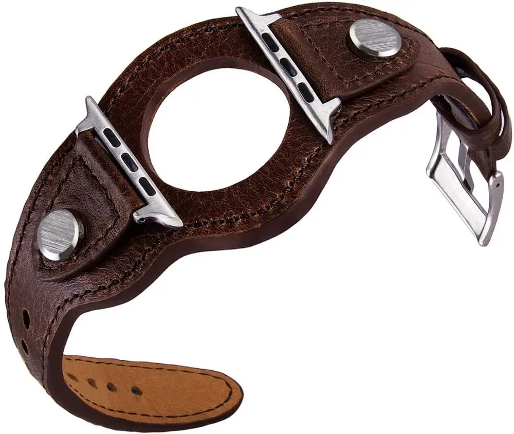 Manschette Lederarmband für Apple Watch Band 44mm 40mm 45mm 41mm 42mm 38mm 44 40mm Correa Armband iWatch Serie 5 4 3 SE 6 7 Armband Image