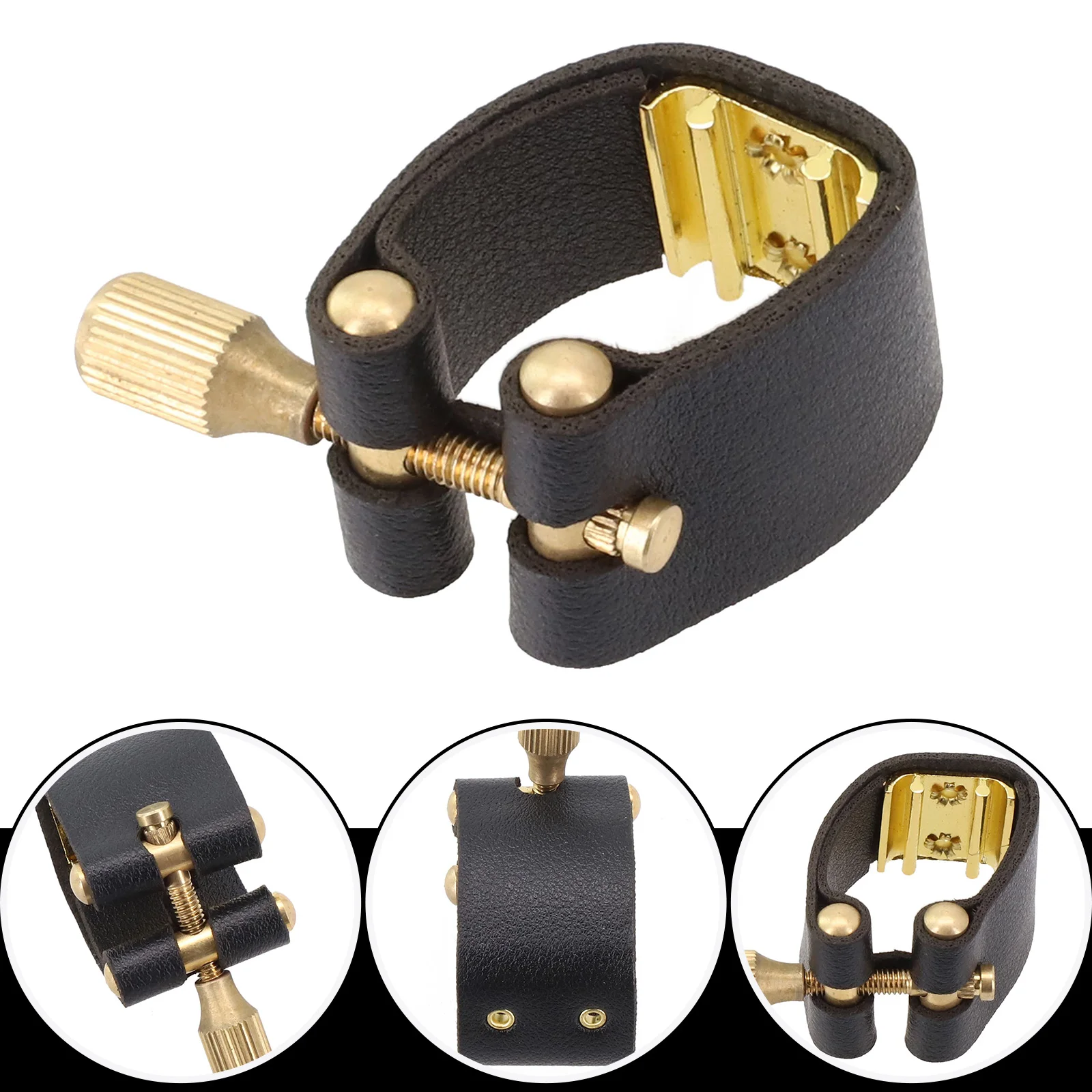 Alto Sax Mundstück Ligatur Saxophon Mundstück Leder Verschluss Clip Ligaturen Für Alto Sax Zubehör Metall Bakelit Flöte Image