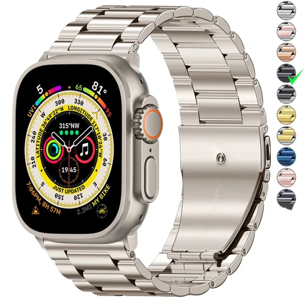 Edelstahl armband für iwatch band ultra 49mm 38 mm41mm 42mm 40mm 44mm 45mm Metall armband auf Apple Watch Serie 8 7 6 se 5432 Image