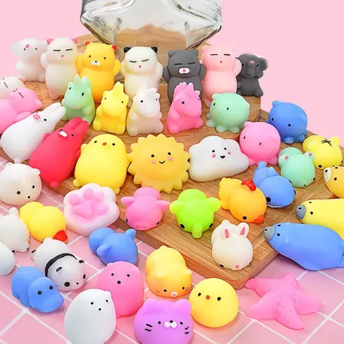 50-5PCS Kawaii Squishies Mochi Anima Squishy Spielzeug Für Kinder Anti-Stress-Ball Squeeze Party