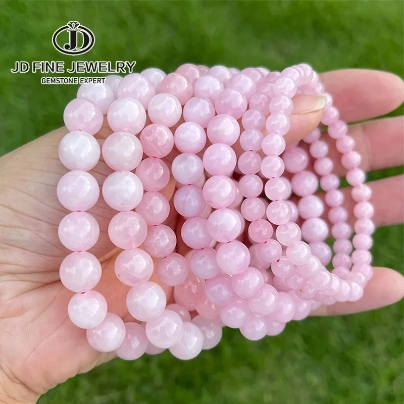 Jd Naturstein rosa Quarz Kristall Amethyst Fluorit Perlen Armbänder Frauen süße Reiki Heilung Energie Strang Armreifen Schmuck