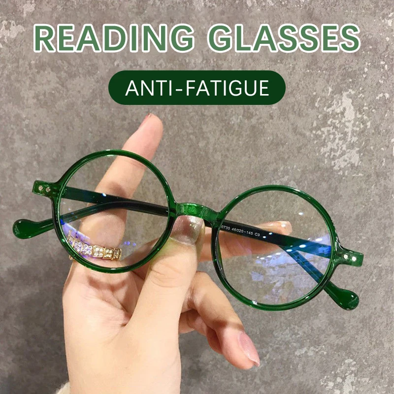 Runde Rahmen Lesebrille Frauen ultraleichte presbyopische Brille blaues Licht blockiert Hyperopie Brillen Dioptrien 1,5 bis 3,5 Image