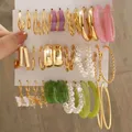 Trend ige bunte Ohrringe für Frauen Mädchen grün Harz Perle Gold Farbe Metall Kreis baumeln Ohrringe