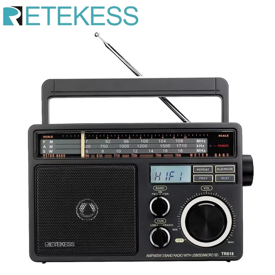 RETEKESS TR618 AM FM SW Tragbares Radio mit digitalem MP3-Player, unterstützt Micro SD und USB, lauter Lautstärke, großer Lautsprecher für ältere Menschen zu Hause Image