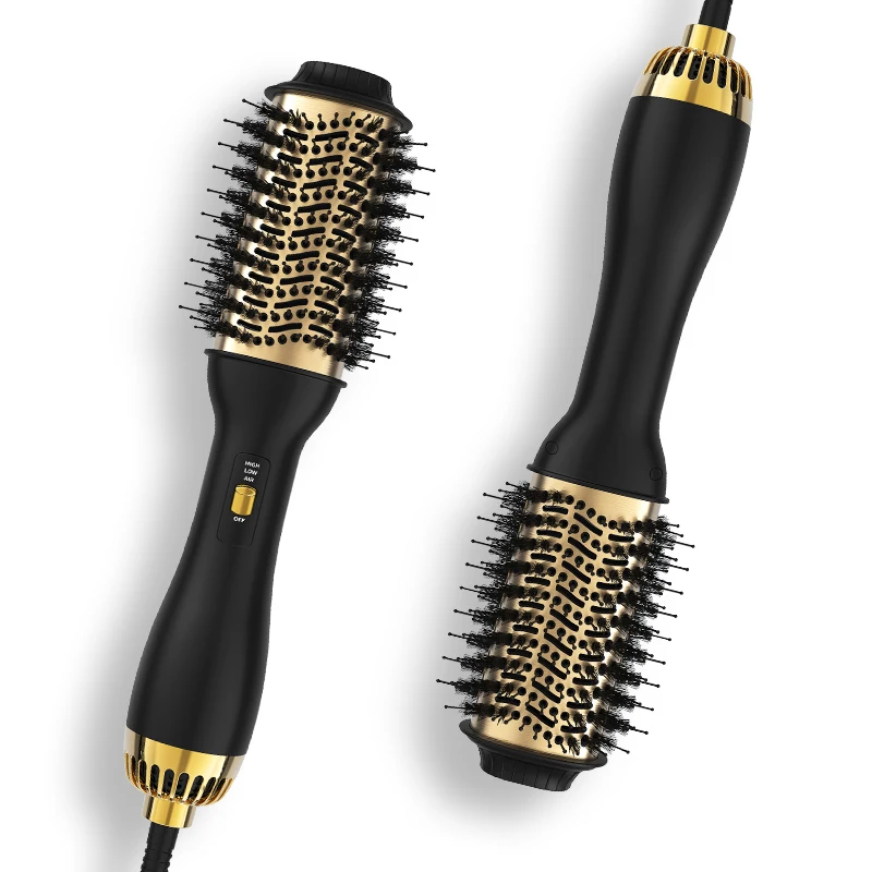 LISAPRO Elegante schwarze goldene Heißluftbürste 2.0 One Step Haartrocknerbürste und Styler Volumizer Multifunktionale Föhnbürste Image