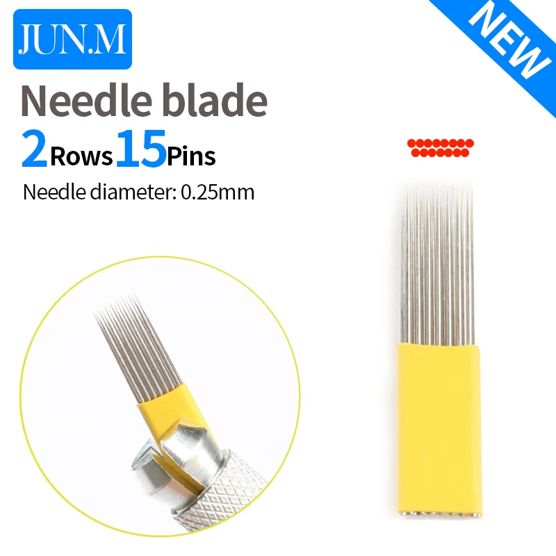 10/50/100 stücke Microblading Augenbraue Nadeln 2 reihe 15 17Pin Tattoo Klinge Nadeln Für Manuelle Stift Pigment augenbraue Lippe Make-Up Liefert Image