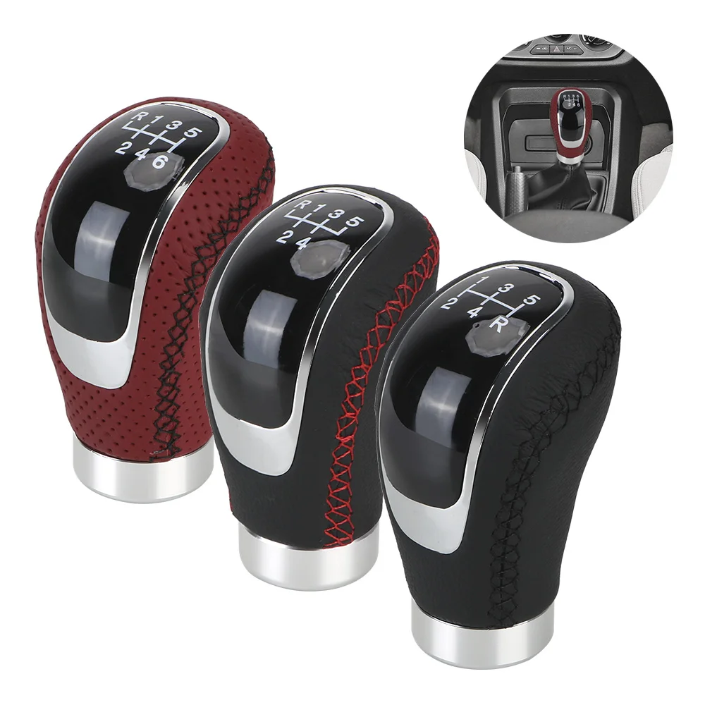 Autozubehör mit Schaltknauf, austauschbare Kappenabdeckung, Schaltknauf, 5/6 Geschwindigkeit, Schalthebel, Schaltgetriebe, Auto, PU-Leder Image