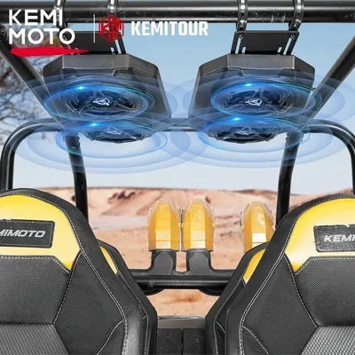 UTV Bluetooth-Soundsystem 6,5-Zoll-Lautsprecher passend für 1,625-1,9 Zoll Überrollkäfige, kompatibel mit Polaris RZR XP für Can-Am Maverick X3