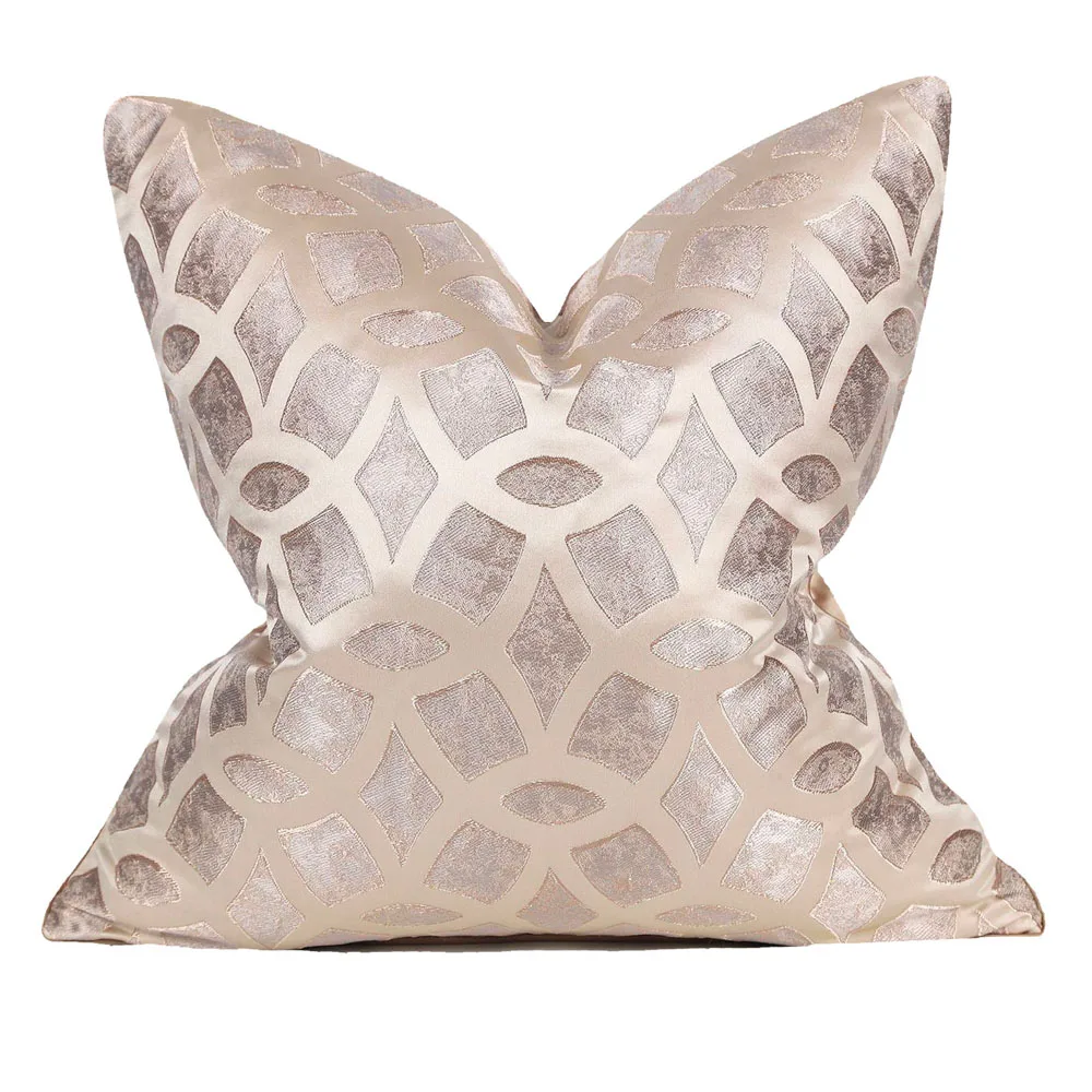 Luxuriöser blauer Champagner-Kissenbezug für Sofa, moderner karierter Überwurf-Kissenbezug für Euro-Dekoration, 45 x 45 cm Image