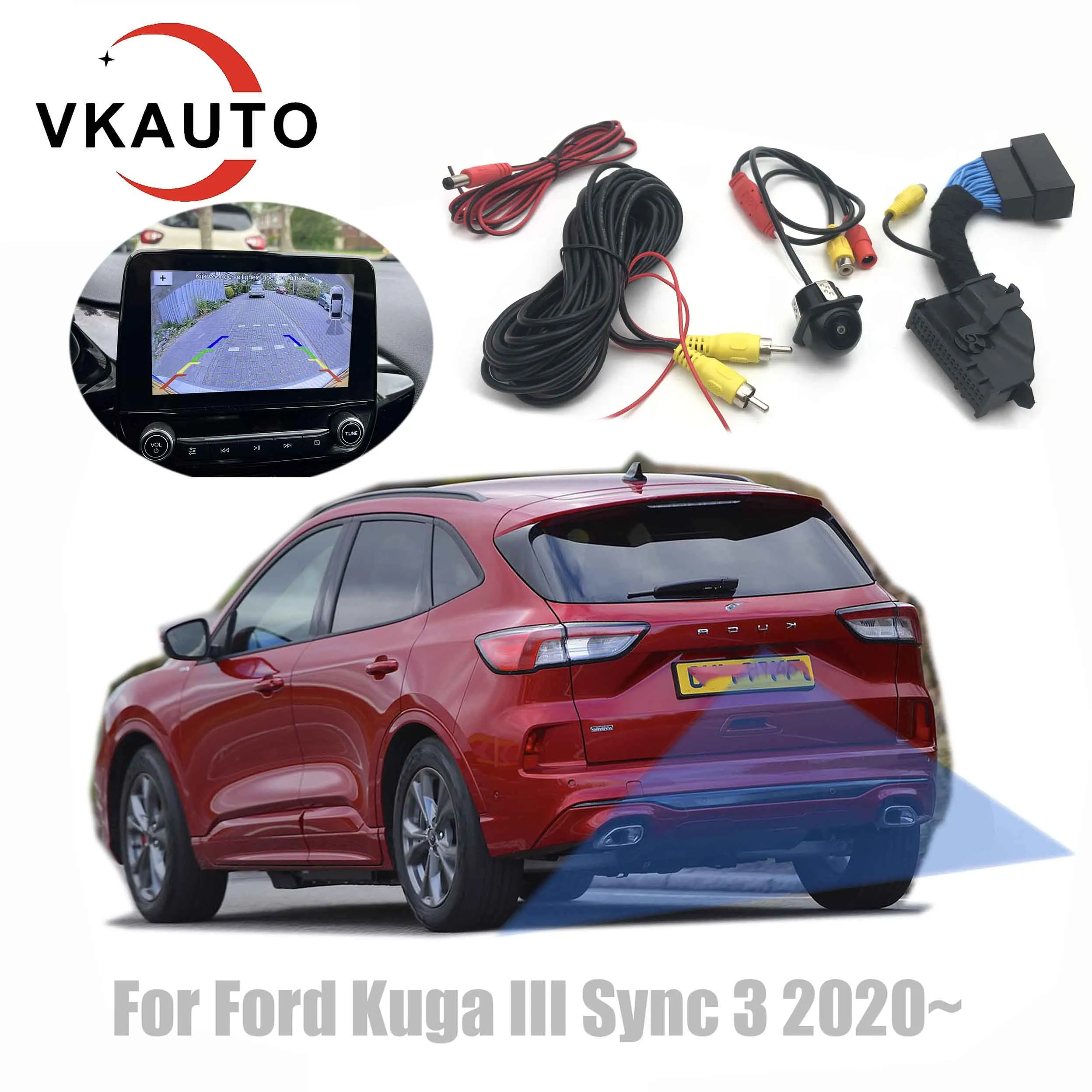 VKAUTO Für Ford Kuga mk3 2020 ~ 2023 Sync 3 system Hinzufügen Rückfahrkamera ccd hd rückfahrkamera Image