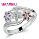 Eleganz Drei Farbe CZ Kristall Blume Ring Frauen Mädchen Mode 925 Sterling Silber Ring Hochzeit Dame