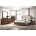 Linette 3 Piece Brown Contemporary Solid Wood And Veneers Fabric Panel Upholstered Bedroom Set
