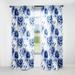 Designart "Beige And Blue Ornate Damask Dahlia II" Floral Room Darkening Curtain Panel