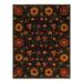 Overton Hand Knotted Wool Vintage Inspired Modern Contemporary Suzani Black Area Rug - 8' 2" x 10' 5"