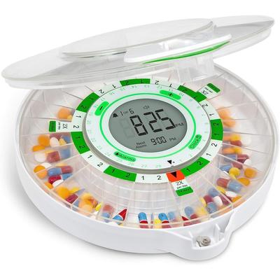 LiveFine 28-Day Automatic Pill Dispenser with Upgraded LCD Display, Key Lock, Sound & Light