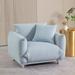 Flannelette Single Sofa Bread-shape Arm Chair Sofa with Anti-skid Footpads Lounge Sofa Low Leg Sofa for Living Room, Light Blue