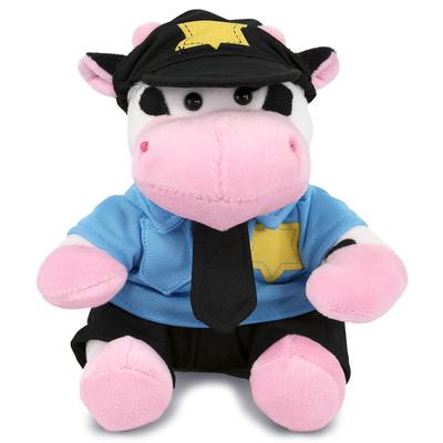 DolliBu Cow Police Officer Plush Toy with Cute Cop Uniform and Cap - 6 inches