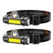 [Pack of 3] 2 Packs Rechargeable Headlamp IPX4 Waterproof Headlight Flashlight Hand-free Head Torch for Fishing Camping Hiking Running