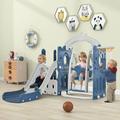 Toddler Swing and Slide Set 5 in 1 Slide Swing Set Kids Climber Slide Playset with Basketball Hoop Kids Playground Climber Slide Playset Kids Slide with Climber Outdoor Playground