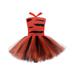 EHQJNJ Baby Girl Outfits 18-24 Months Toddler Kids Girls Role Play Fancy Party Mesh Tulle Dress Orange Print Baby Outfit Girl Short Sleeve Baby Girl Outfits 18-24 Months Clearance