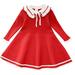 EHQJNJ Baby Girl Babys Kids Toddlers Girls Striped Fall Winter Long Sleeve Ruffled Knit Sweater Princess Dress Clothes Red Polka Dot For Toddler Girls 2T