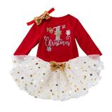 Wilucolt Girls Outfits Set Romper Kids Hairband Tutu Tops Christmas Girls Baby Set Toddler Dress Day Girls Outfits&Set