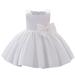 PRINxy Kids Girls Dress Toddler Girls Satin Embroidery Rhinestone Bowknot Birthday Party Gown Long Dresses White 12-18Months