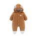 Wiueurtly Kids Fall Jacket Girls Toddler Baby Girls Boys Fuzzy Buttons Hooded Cartoon Romper Jumpsuit Coat