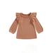 LisenraIn Little Girls Sweater Dress Long Sleeve Round Neck Solid Color Ruffle Dress Toddler Knit Outfit