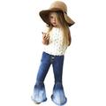 mveomtd Toddler Girls Trousers Patchwork Color Gradient Color Pants Denim Trousers Kids Girls Casual Pants Bell Bottoms Pants Lined Pants for Girls Teen Girl Pants