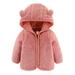 AherBiu Unisex Baby Jackets Fleece Puffy Christmas Zip up Ear Hooded Winter Coats Outwear Solid Color
