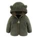 AherBiu Unisex Baby Jackets Fleece Puffy Christmas Zip up Ear Hooded Winter Coats Outwear Solid Color