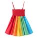 HBYJLZYG Stripe Stitching Princess Dress Sling Skirt Toddler Kids Baby Girl Summer Skirt Rainbow Toddler Skirt