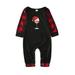Virmaxy Family Matching Christmas Pajamas Set Toddler Baby Classic Plaid Xmas Deer Loungewear Long Sleeve Plaid Tops With Elastic Waist Pants Set Red-C 9-12Months
