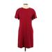 Elie Tahari Casual Dress - Shift Crew Neck Short sleeves: Burgundy Solid Dresses - Women's Size 4