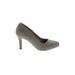 Michael Antonio Heels: Pumps Stiletto Cocktail Party Gray Print Shoes - Women's Size 5 1/2 - Almond Toe